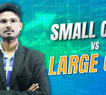 Comparison of small cap and large cap stocks showing growth potential, risk levels, and investment returns 