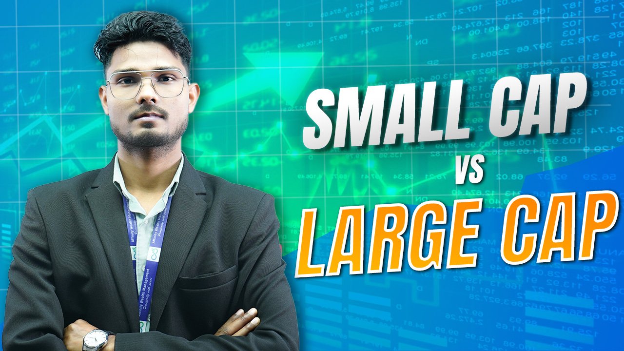 Comparison of small cap and large cap stocks showing growth potential, risk levels, and investment returns 